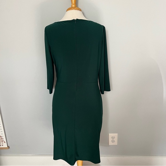 Lauren Ralph Lauren Emerald Green 3/4 Sleeve Dress Size 12 Cocktail Party Work - Picture 6 of 9